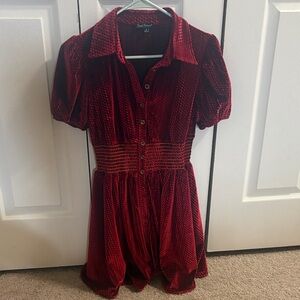 Chic Red Velvet Mini Dress